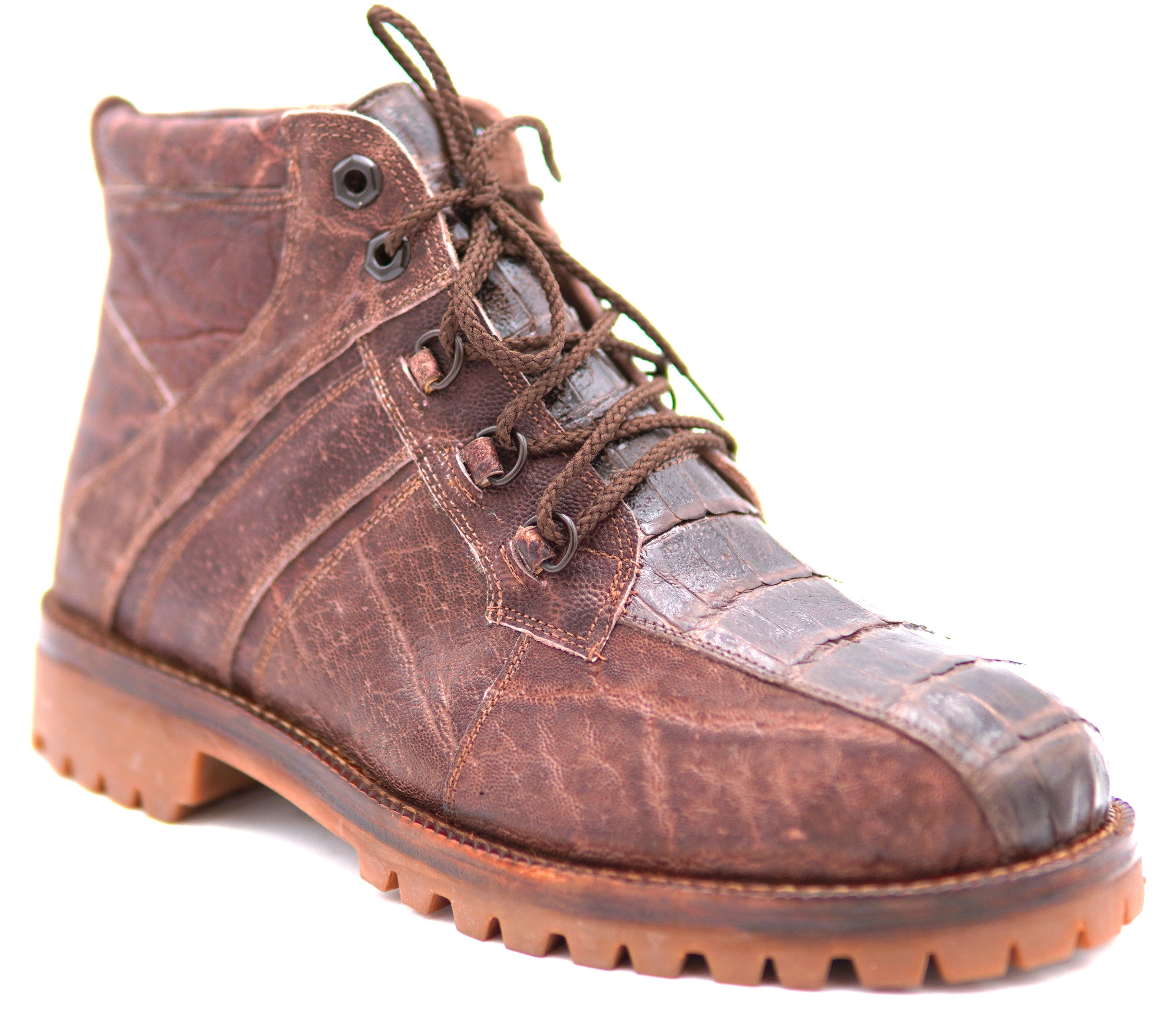 Genuine Alligator & Buffalo Textured Combat Boots