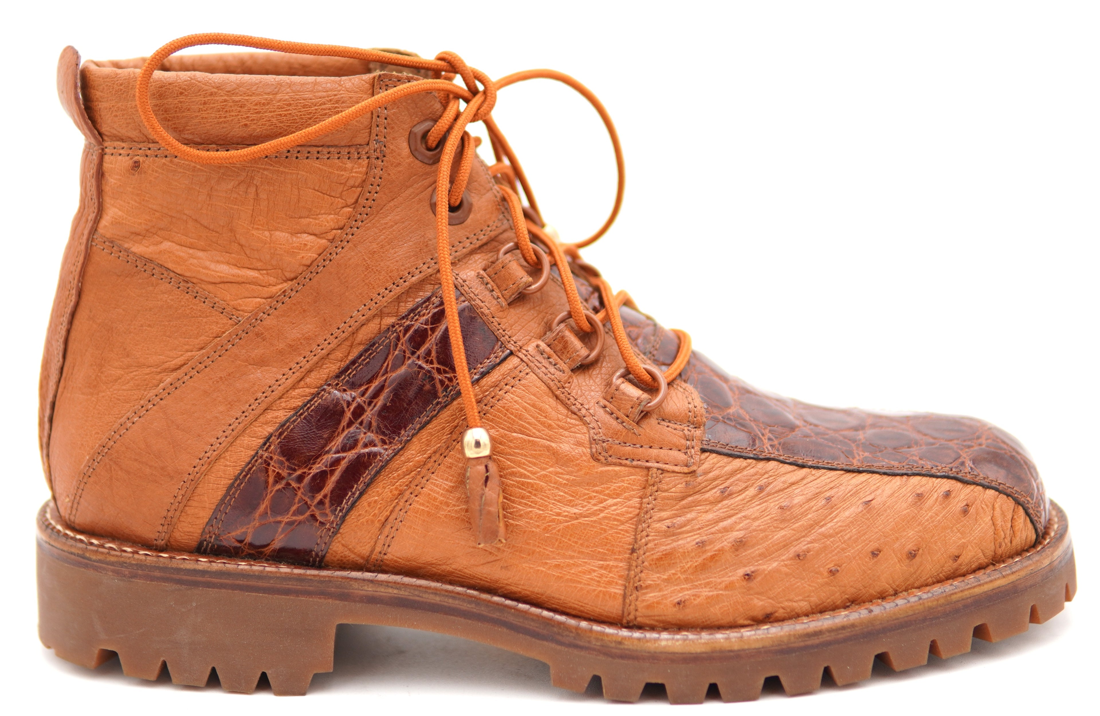 Genuine Ostrich & Alligator Belly Combat Boots