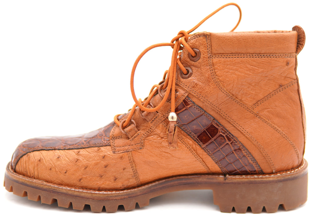 Genuine Ostrich & Alligator Belly Combat Boots