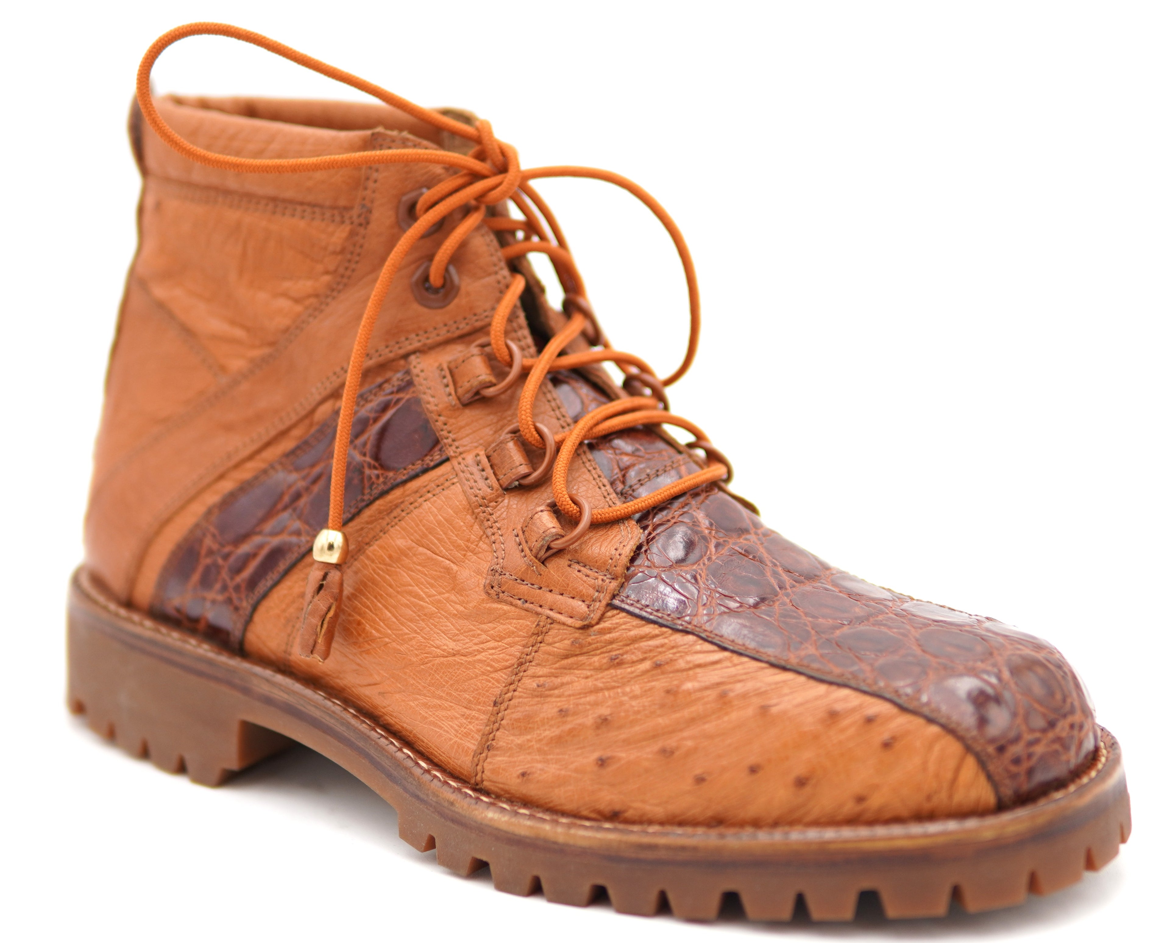 Genuine Ostrich & Alligator Belly Combat Boots