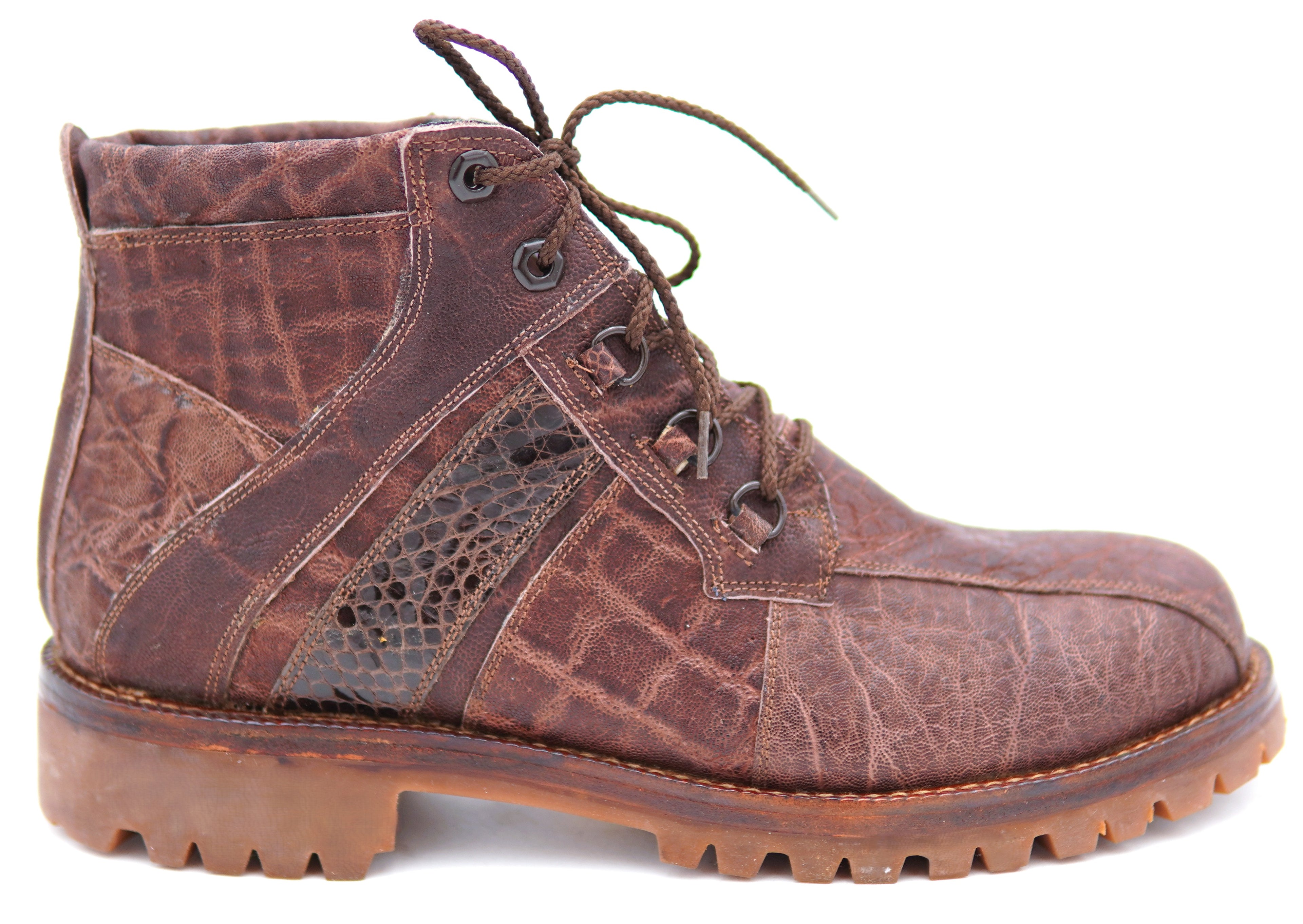Genuine Alligator & Buffalo Textured Combat Boots