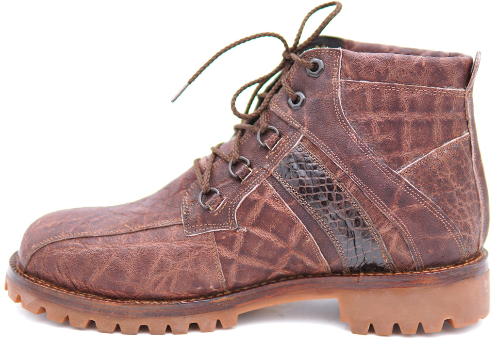 Genuine Alligator & Buffalo Textured Combat Boots