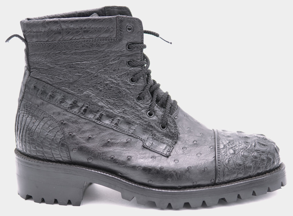 Hornback Caiman & Ostrich Combat Boots