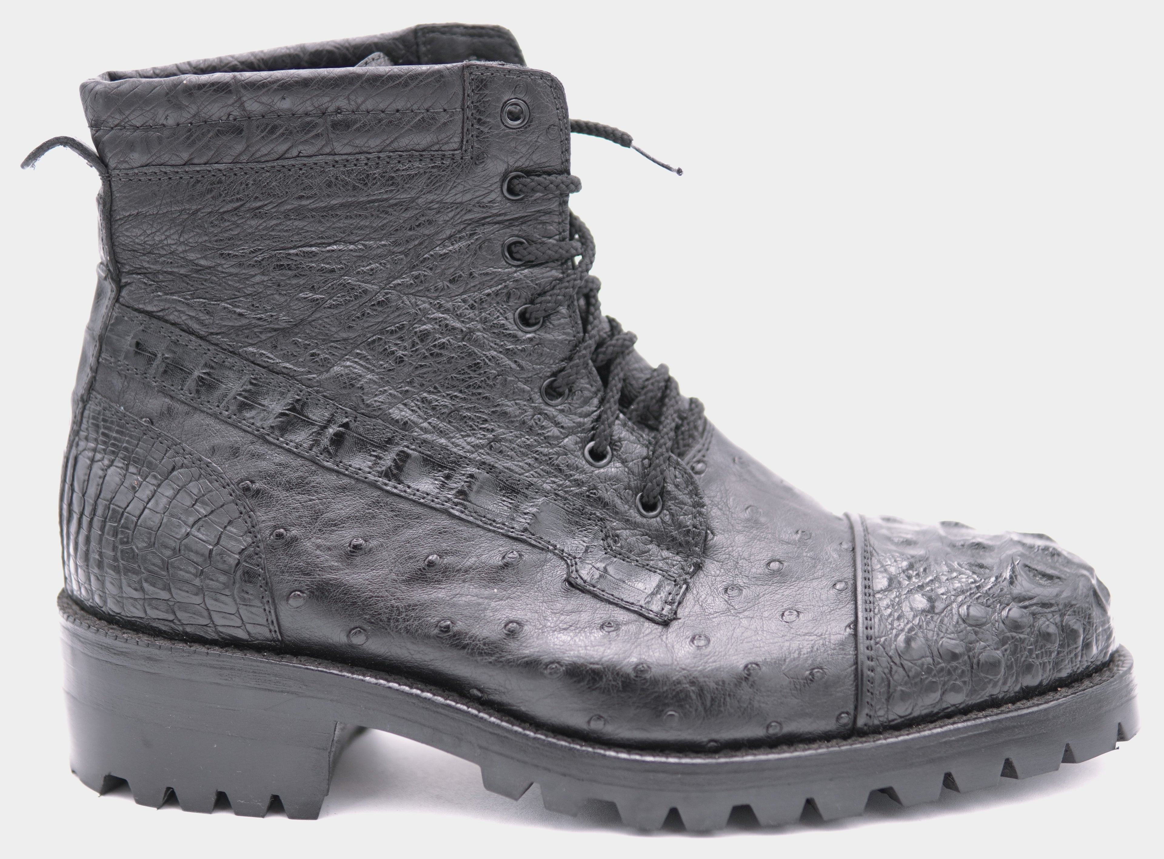 Hornback Caiman & Ostrich Combat Boots