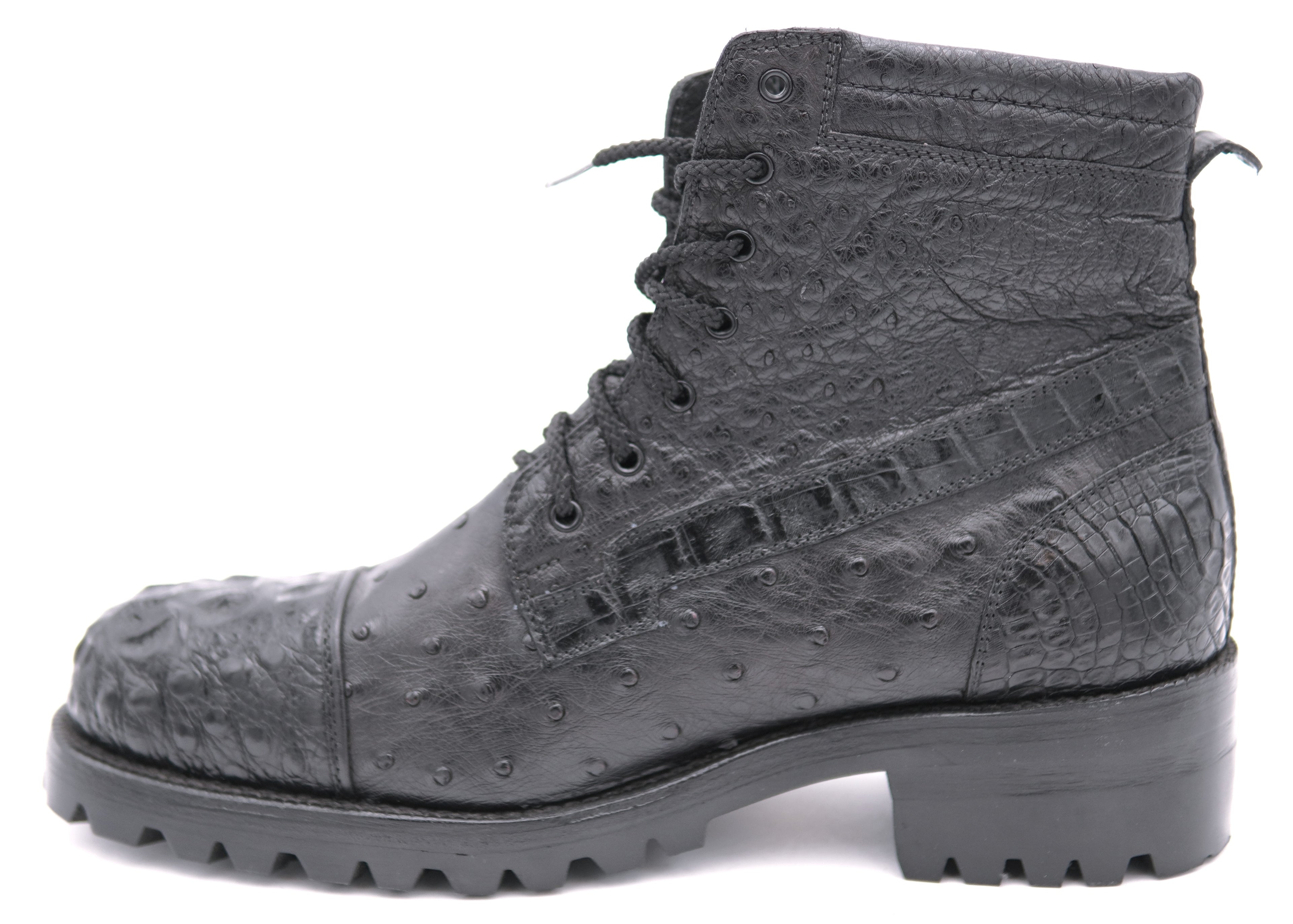 Hornback Caiman & Ostrich Combat Boots
