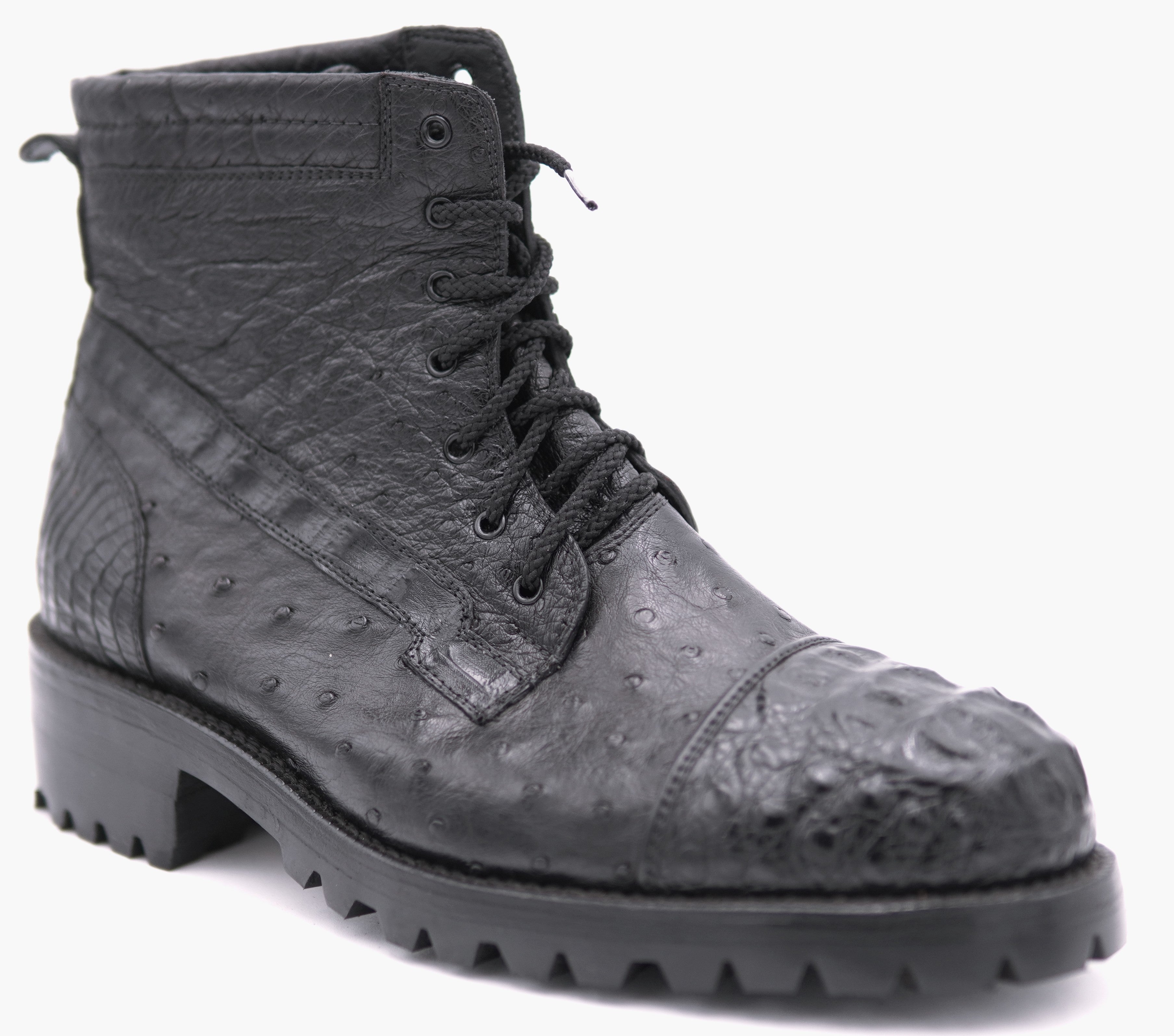Hornback Caiman & Ostrich Combat Boots