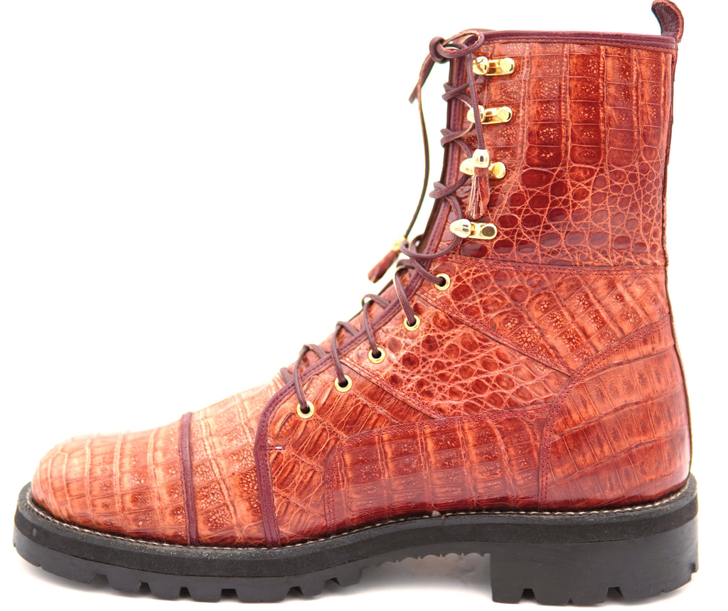 Genuine Full Alligator Belly Combat Boots