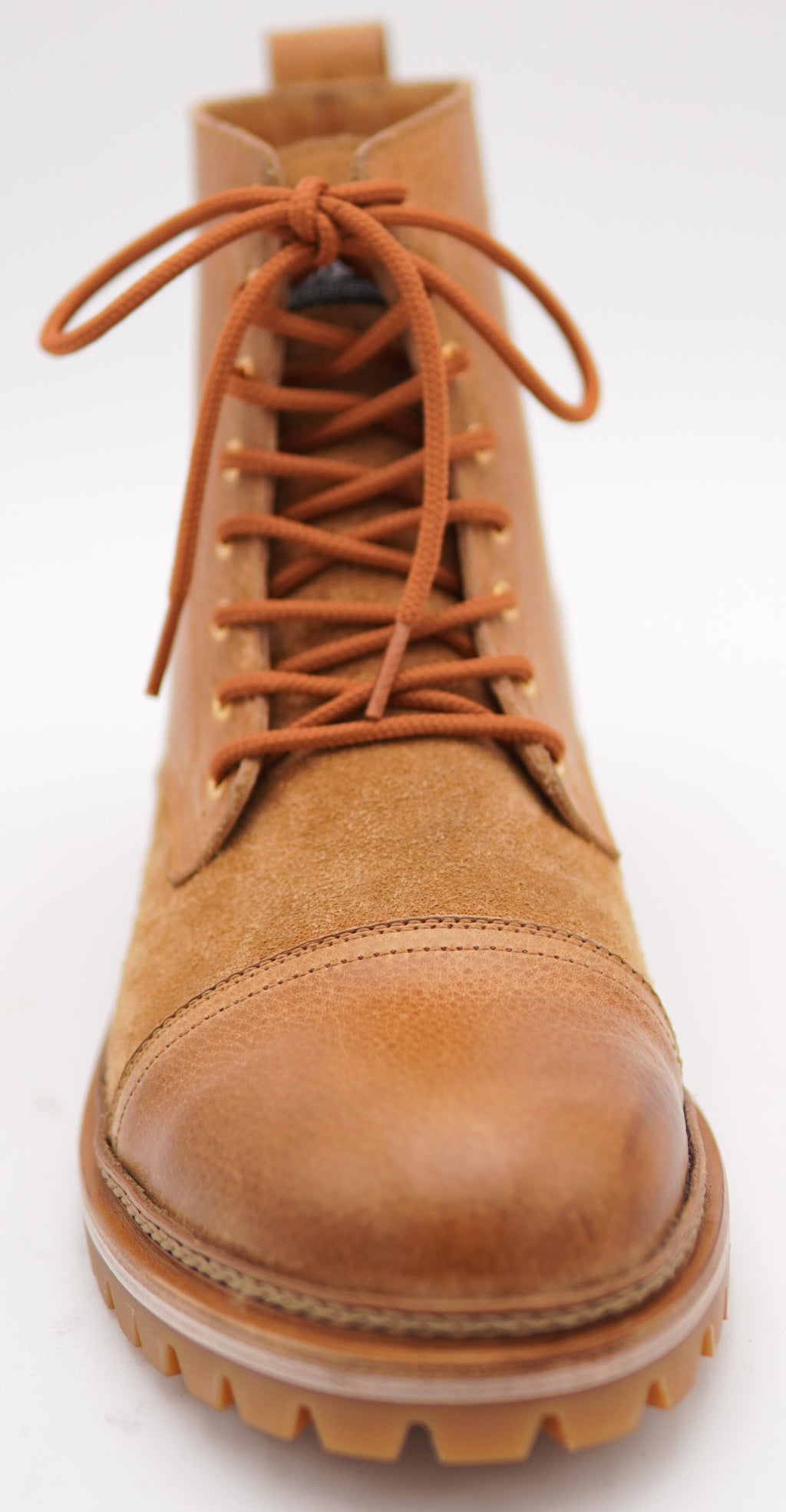 Genuine Leather Textured & Suede Cap Toe Boots