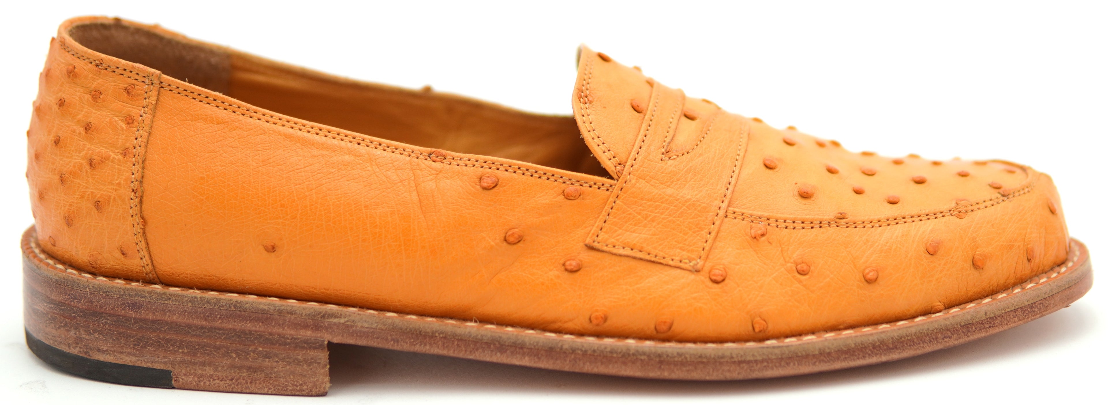 Genuine Cognac Ostrich Loafers