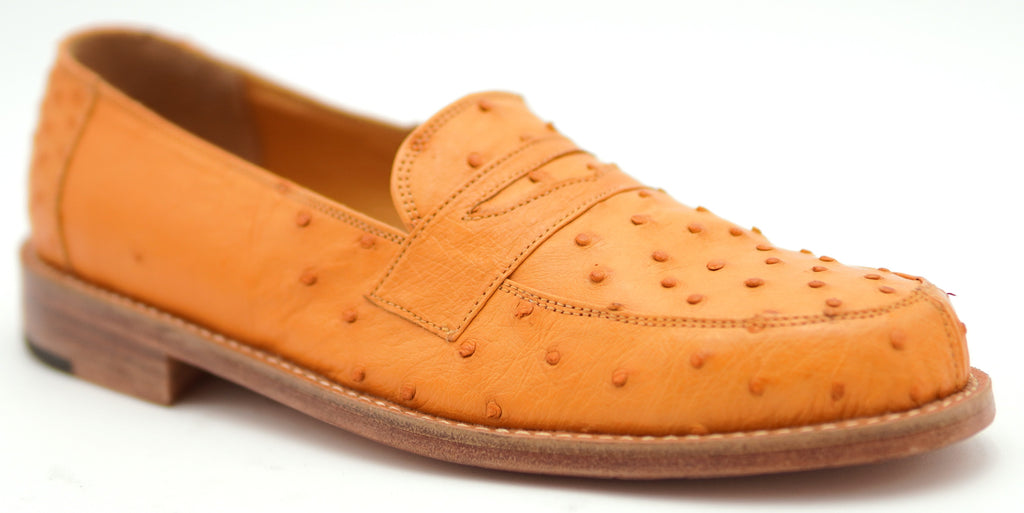 Genuine Cognac Ostrich Loafers