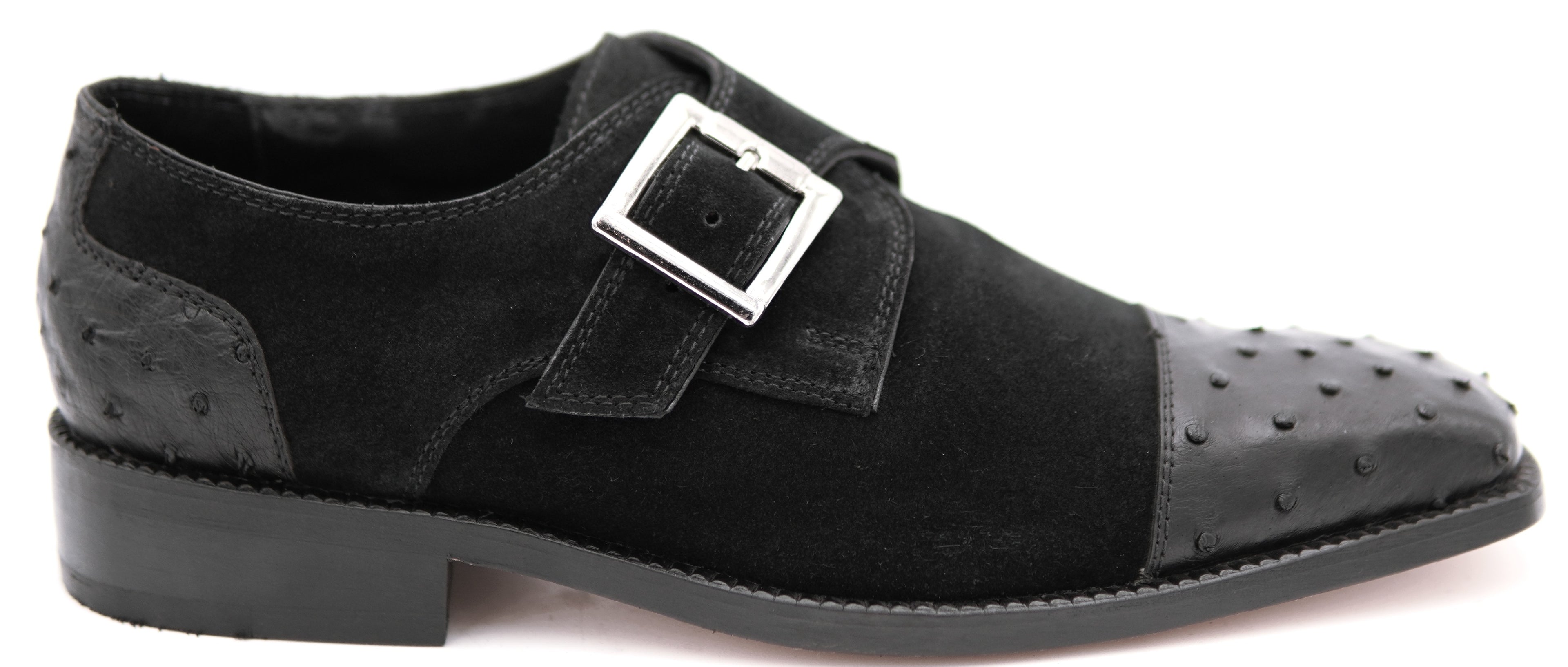 Suede & Ostrich Cap Toe Dress Shoe