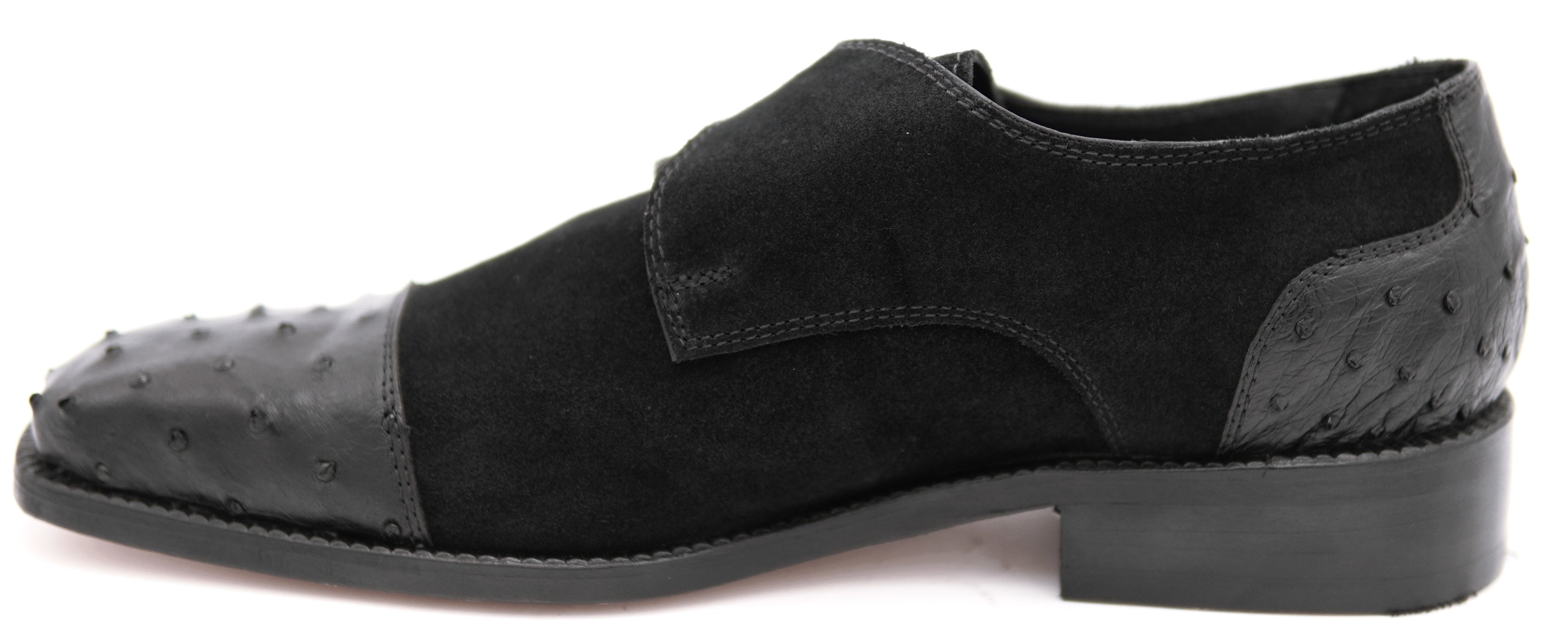 Suede & Ostrich Cap Toe Dress Shoe
