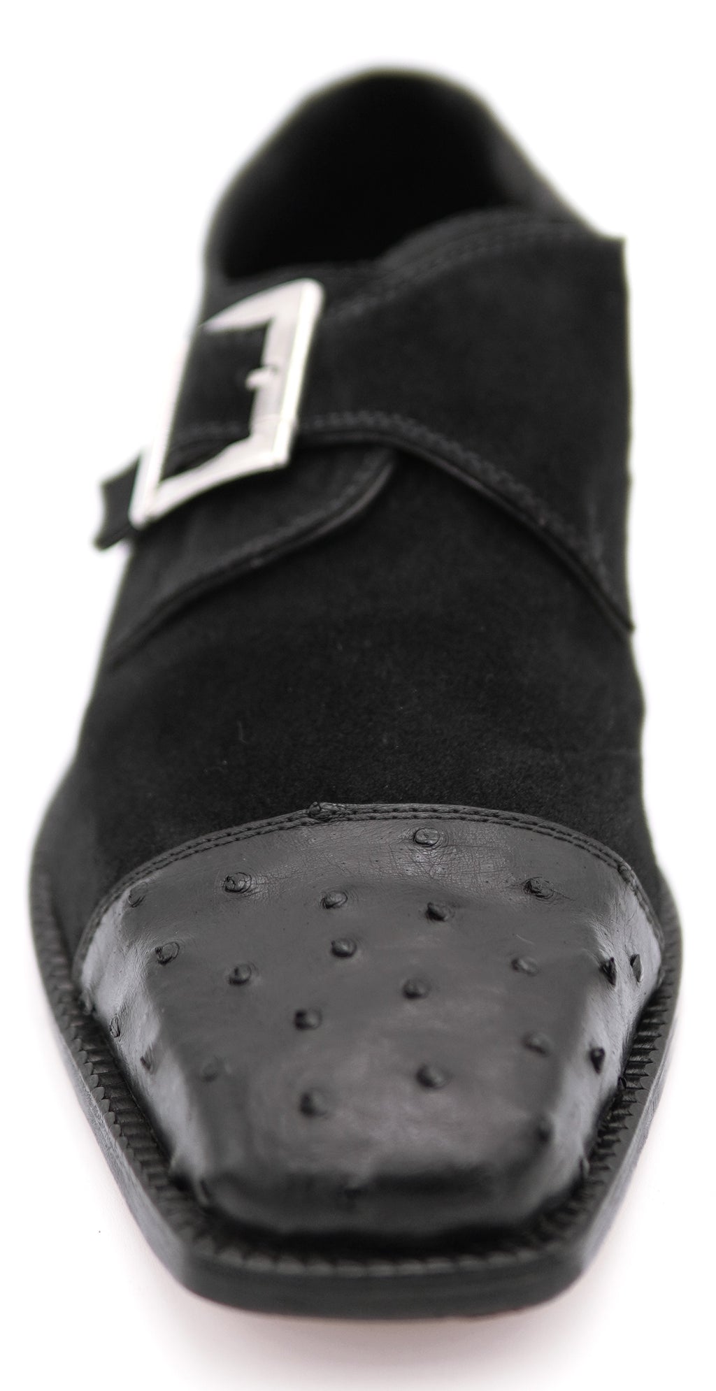 Suede & Ostrich Cap Toe Dress Shoe