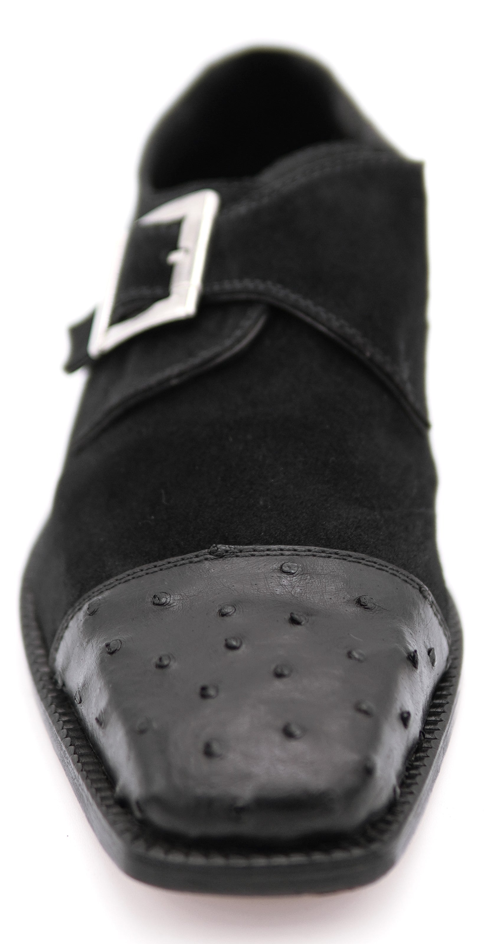 Suede & Ostrich Cap Toe Dress Shoe