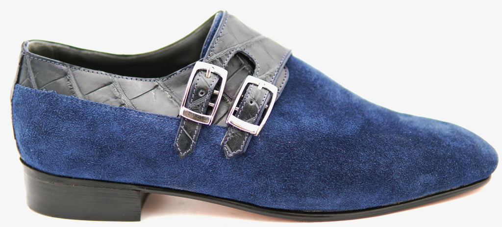 Suede & Alligator Monk Strap Dress Shoe
