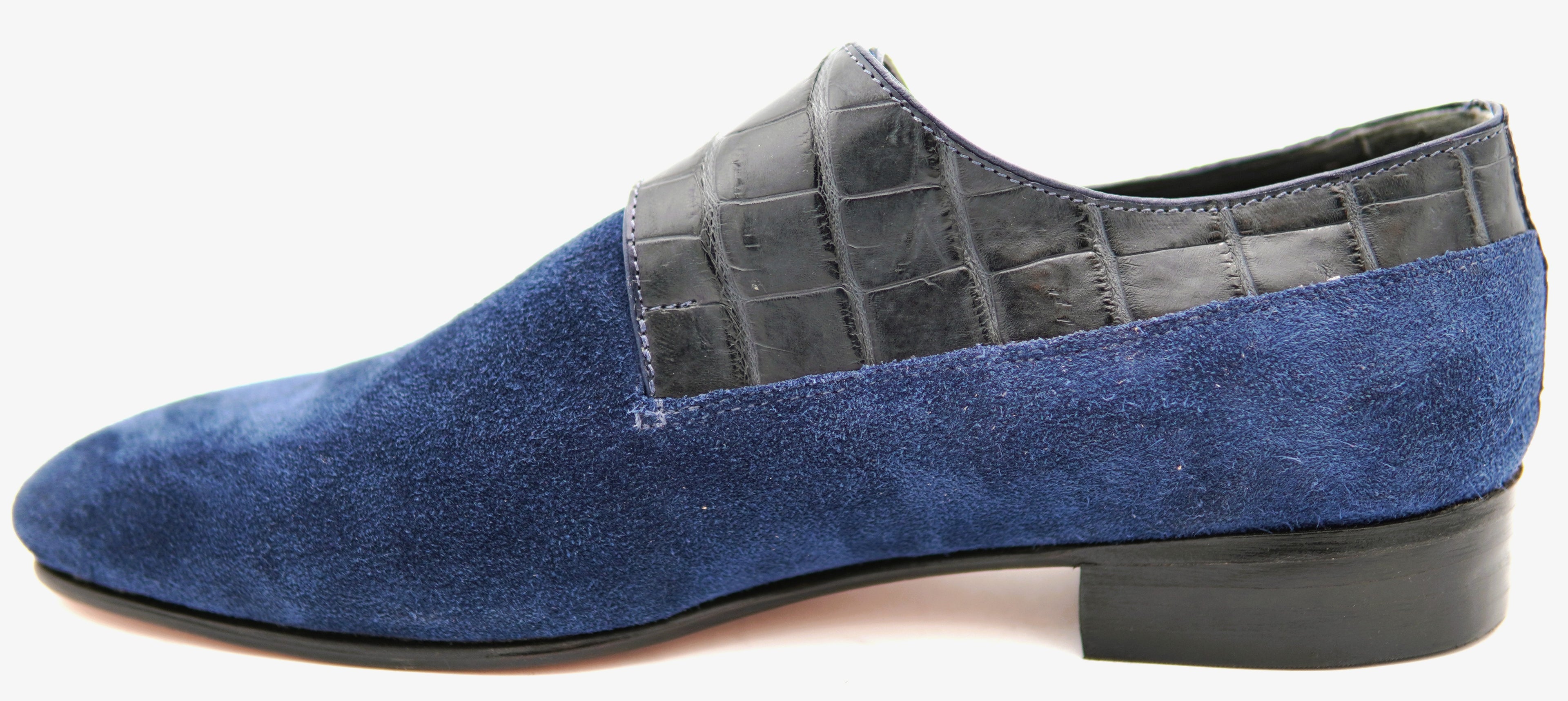 Suede & Alligator Monk Strap Dress Shoe