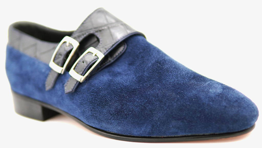 Suede & Alligator Monk Strap Dress Shoe