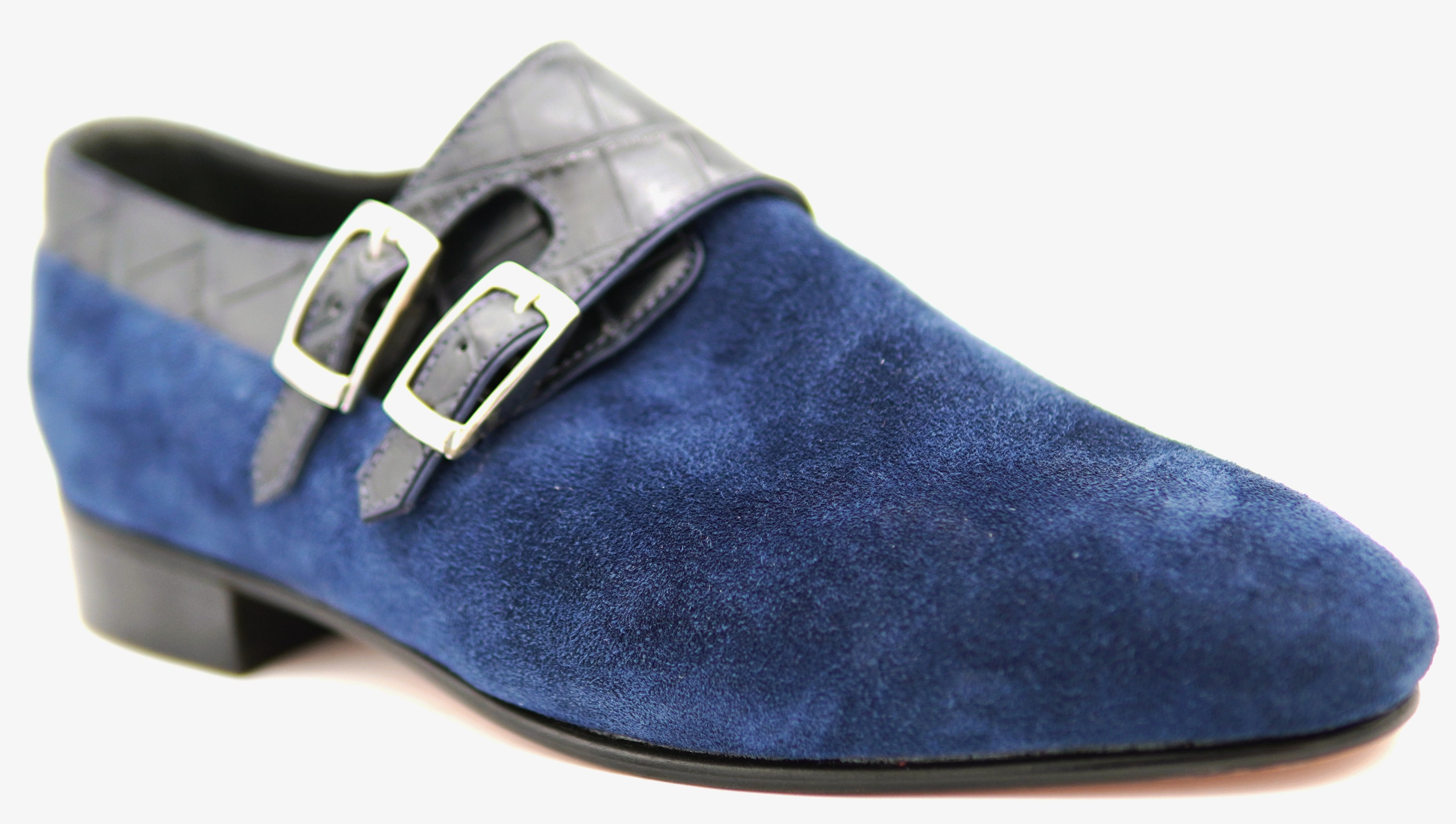 Suede & Alligator Monk Strap Dress Shoe