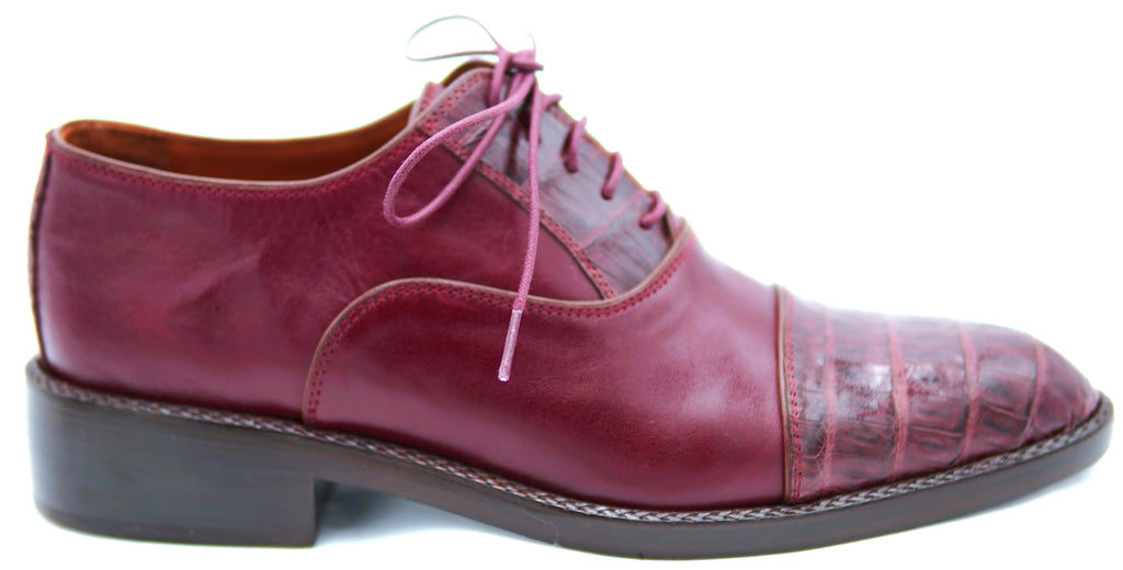 Genuine Leather & Caiman Cap Toe Dress Shoe