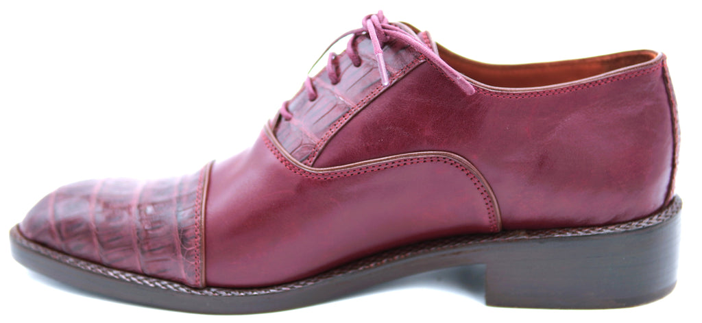 Genuine Leather & Caiman Cap Toe Dress Shoe