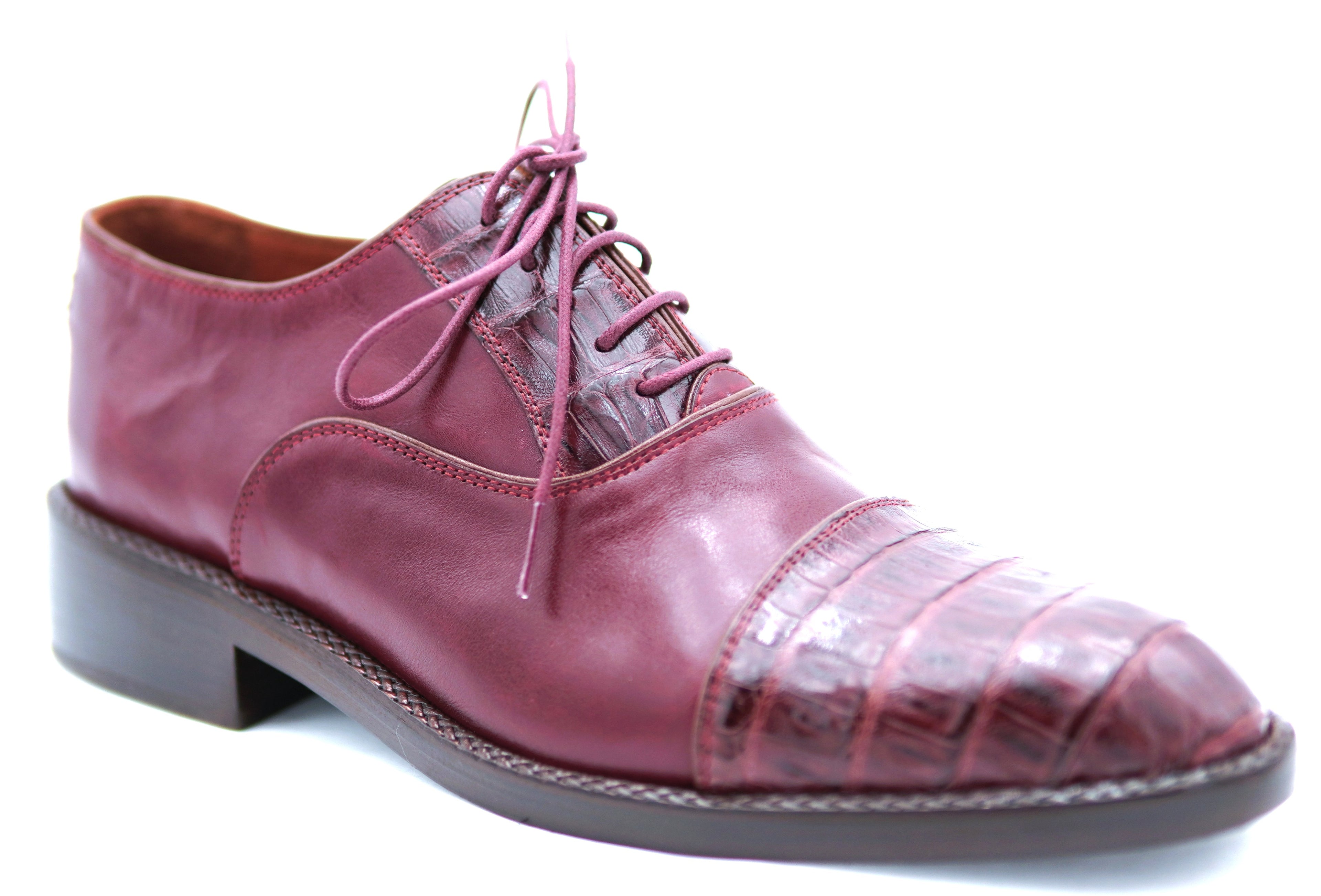 Genuine Leather & Caiman Cap Toe Dress Shoe