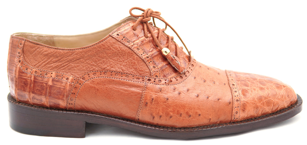 Ostrich & Crocodile Cap Toe Dress Shoe