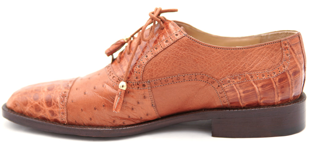 Ostrich & Crocodile Cap Toe Dress Shoe