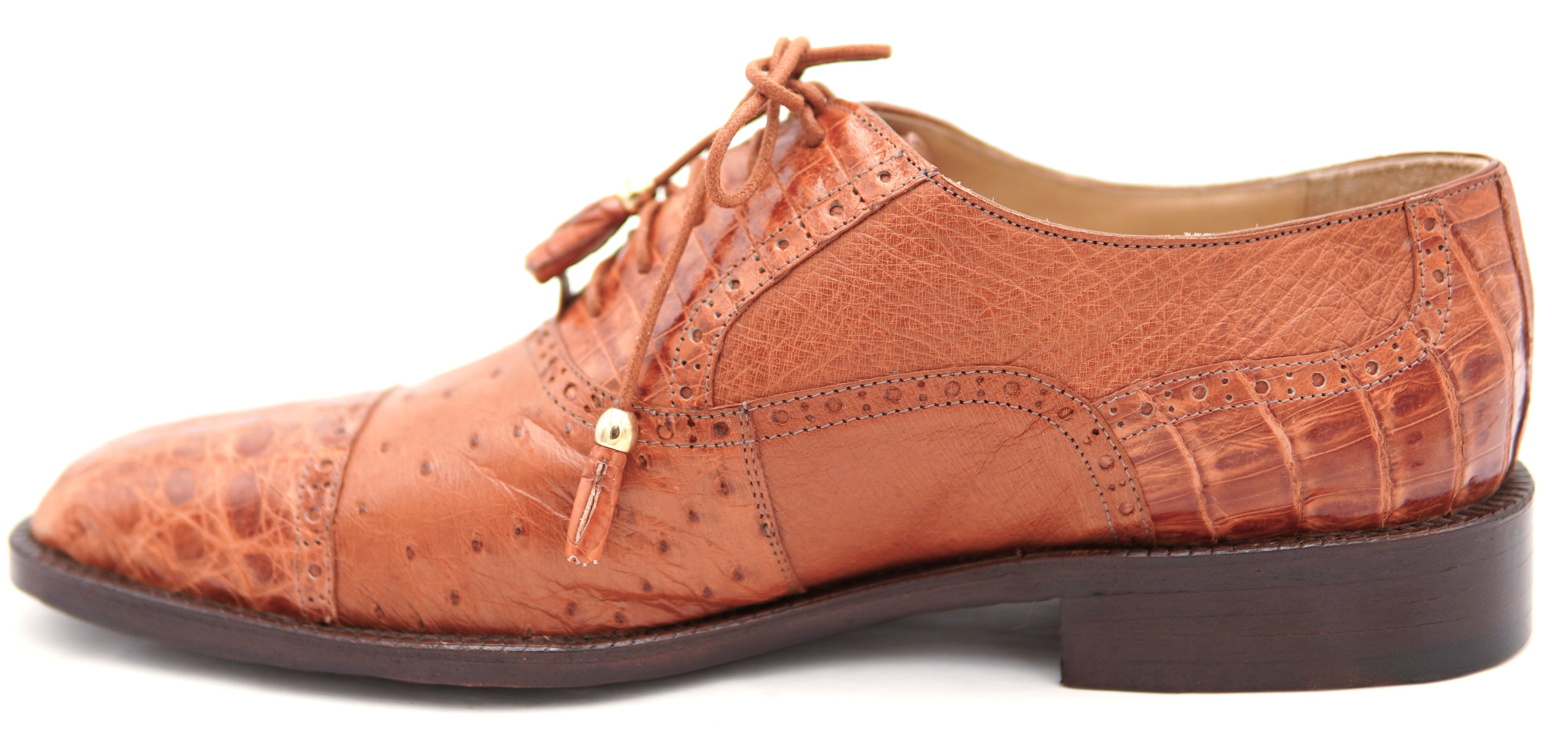 Ostrich & Crocodile Cap Toe Dress Shoe