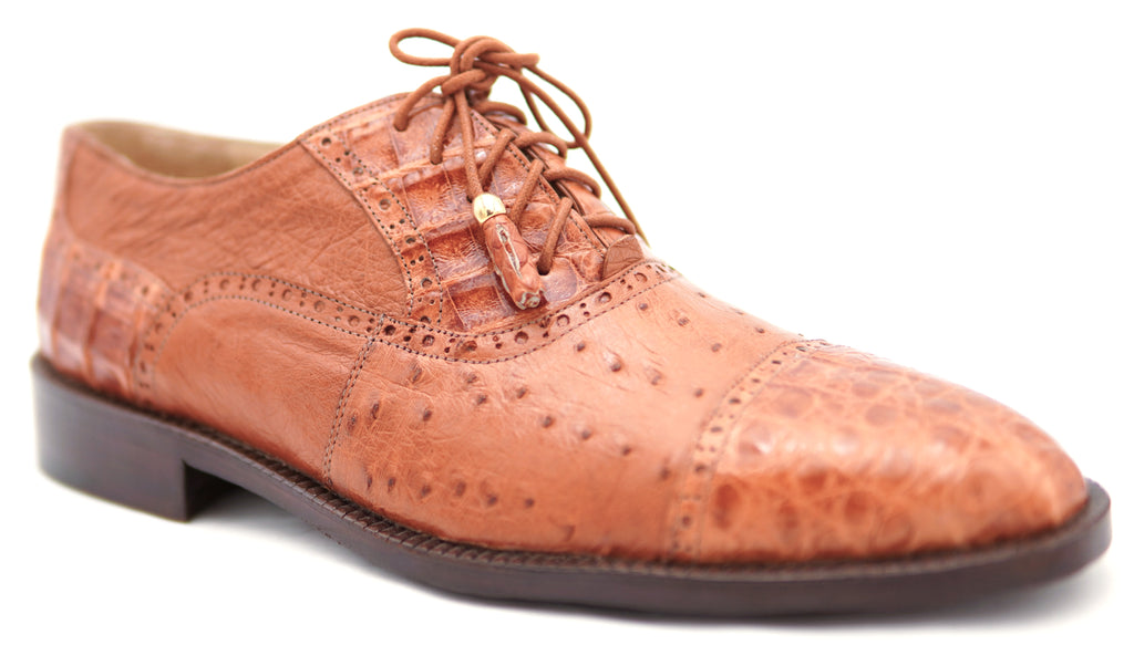 Ostrich & Crocodile Cap Toe Dress Shoe