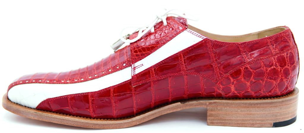 Genuine Wine Red & White Alligator Dress Shoe