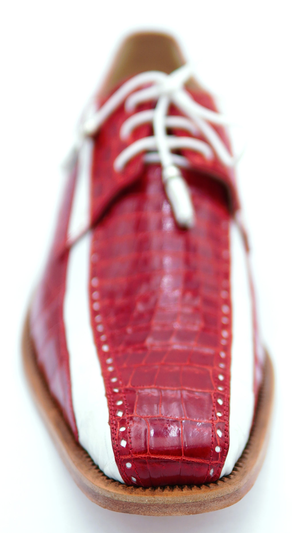 Genuine Wine Red & White Alligator Dress Shoe