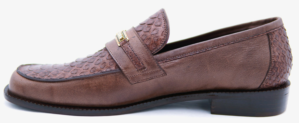 Python & Leather Loafer Dress Shoe