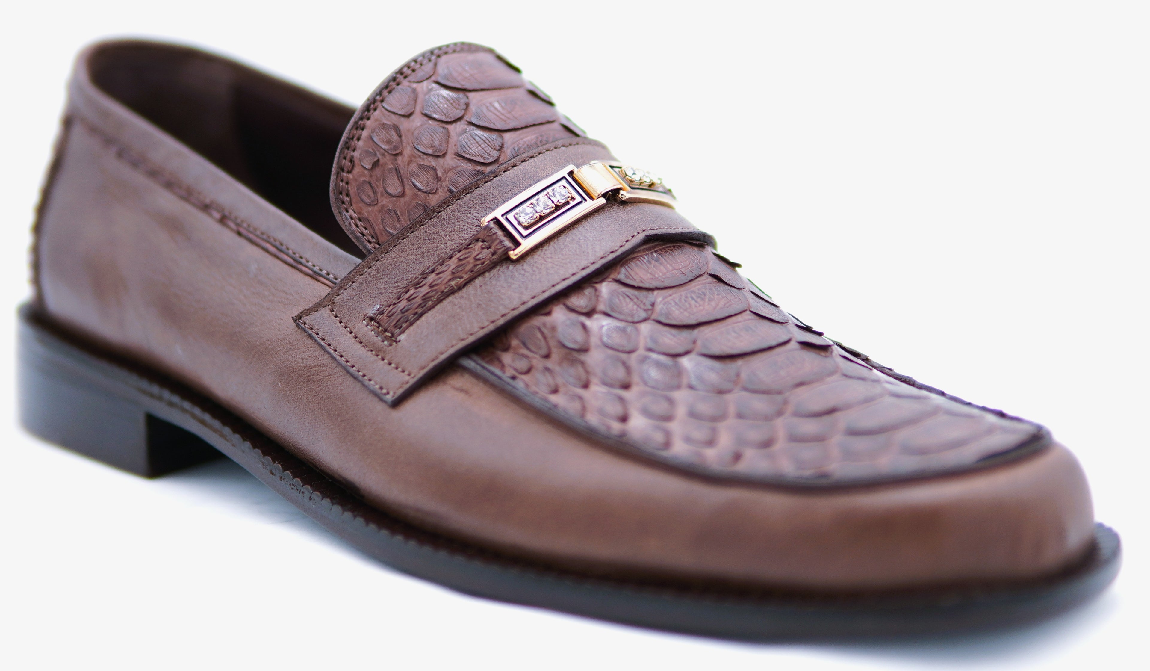 Python & Leather Loafer Dress Shoe