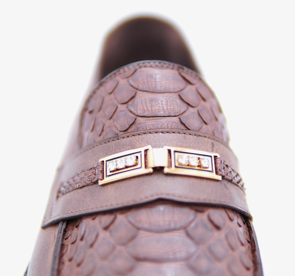 Python & Leather Loafer Dress Shoe