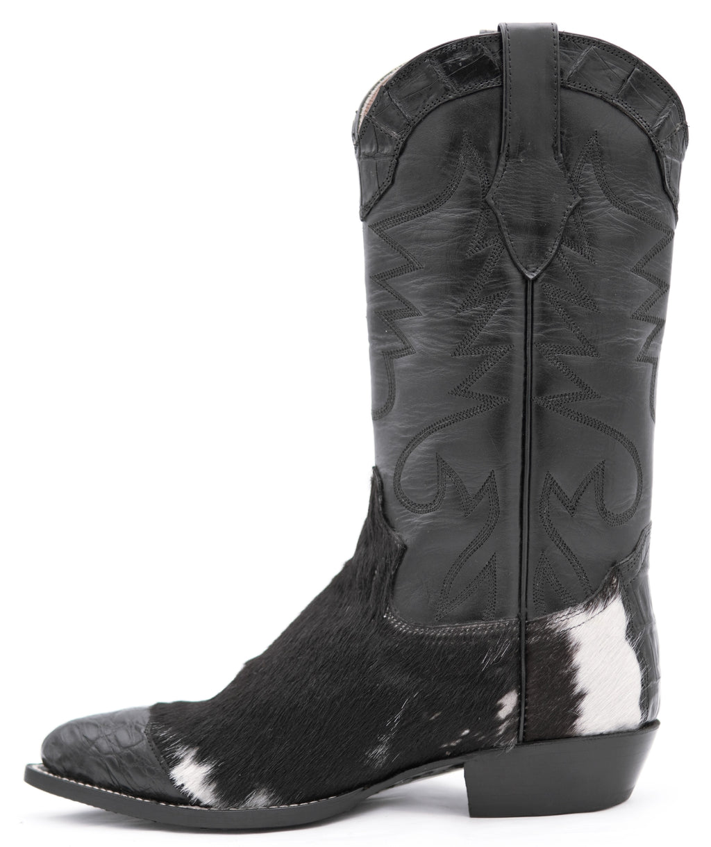 Cowhide Hair & Caiman Western Boots