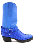 Royal Blue Caiman Tail Motorcycle Boots