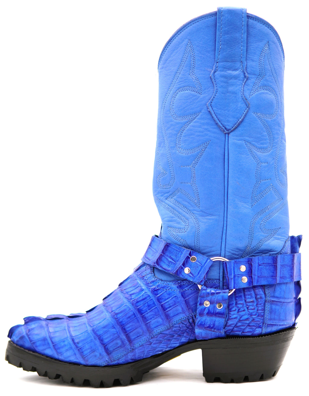 Royal Blue Caiman Tail Motorcycle Boots