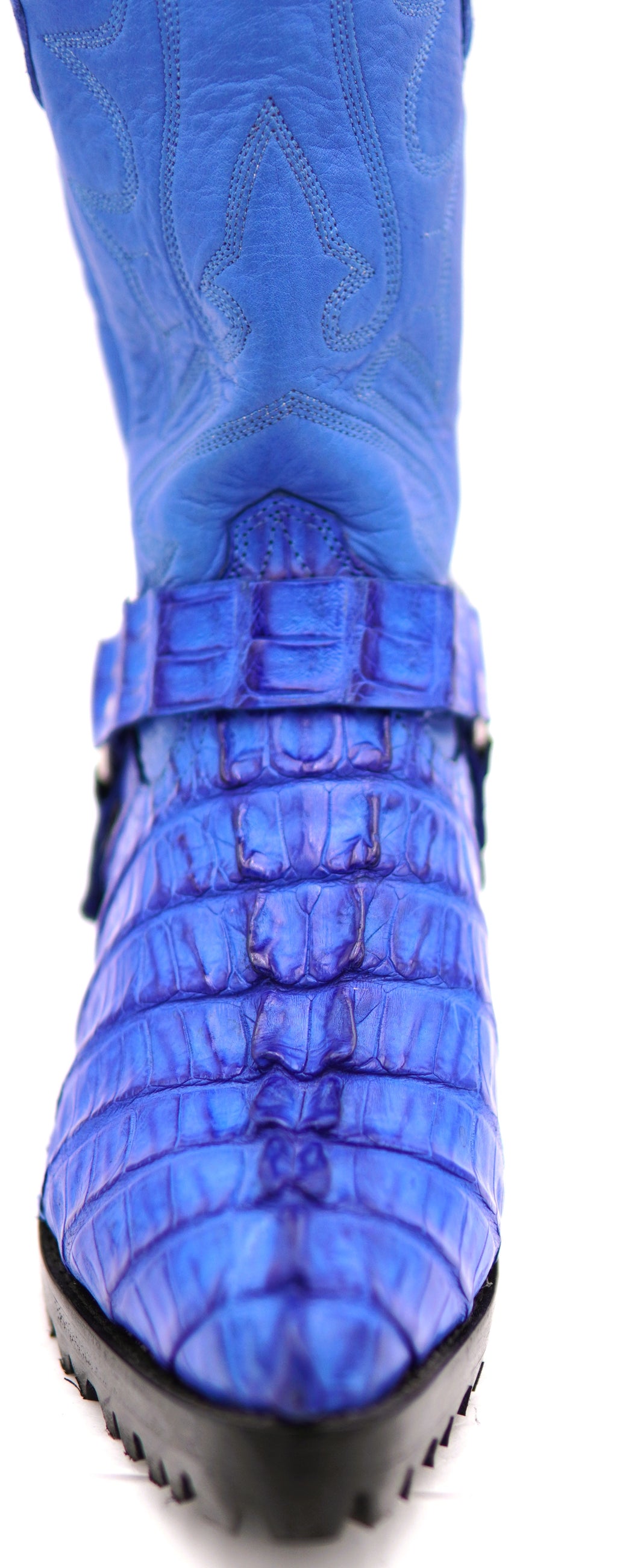 Royal Blue Caiman Tail Motorcycle Boots