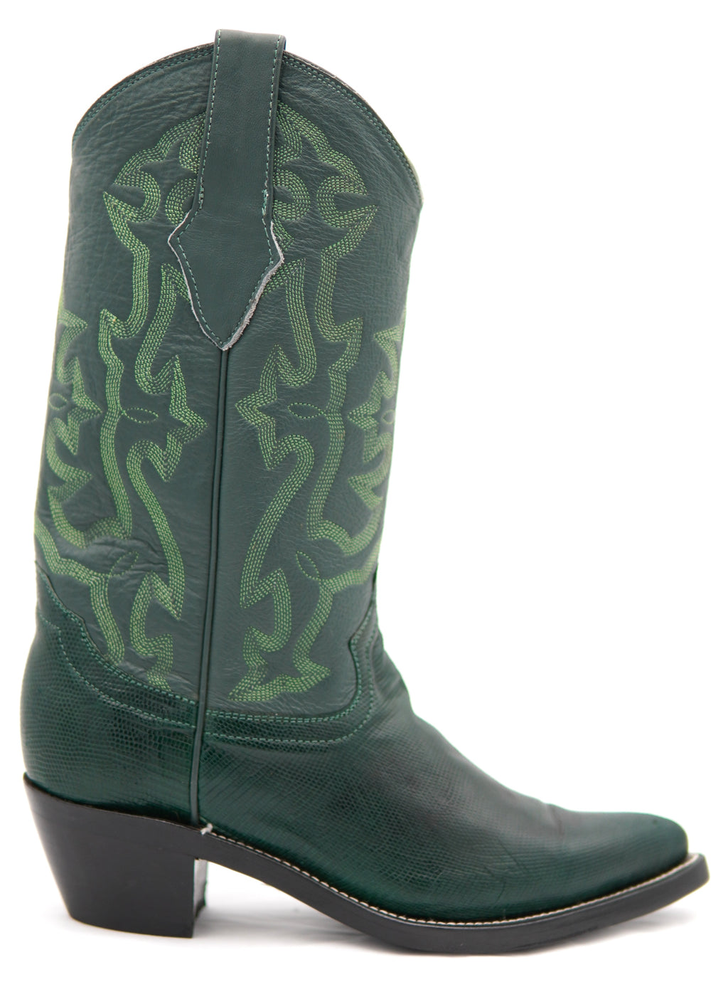 Forest Green Lizard Western Boots USA- 8 Women