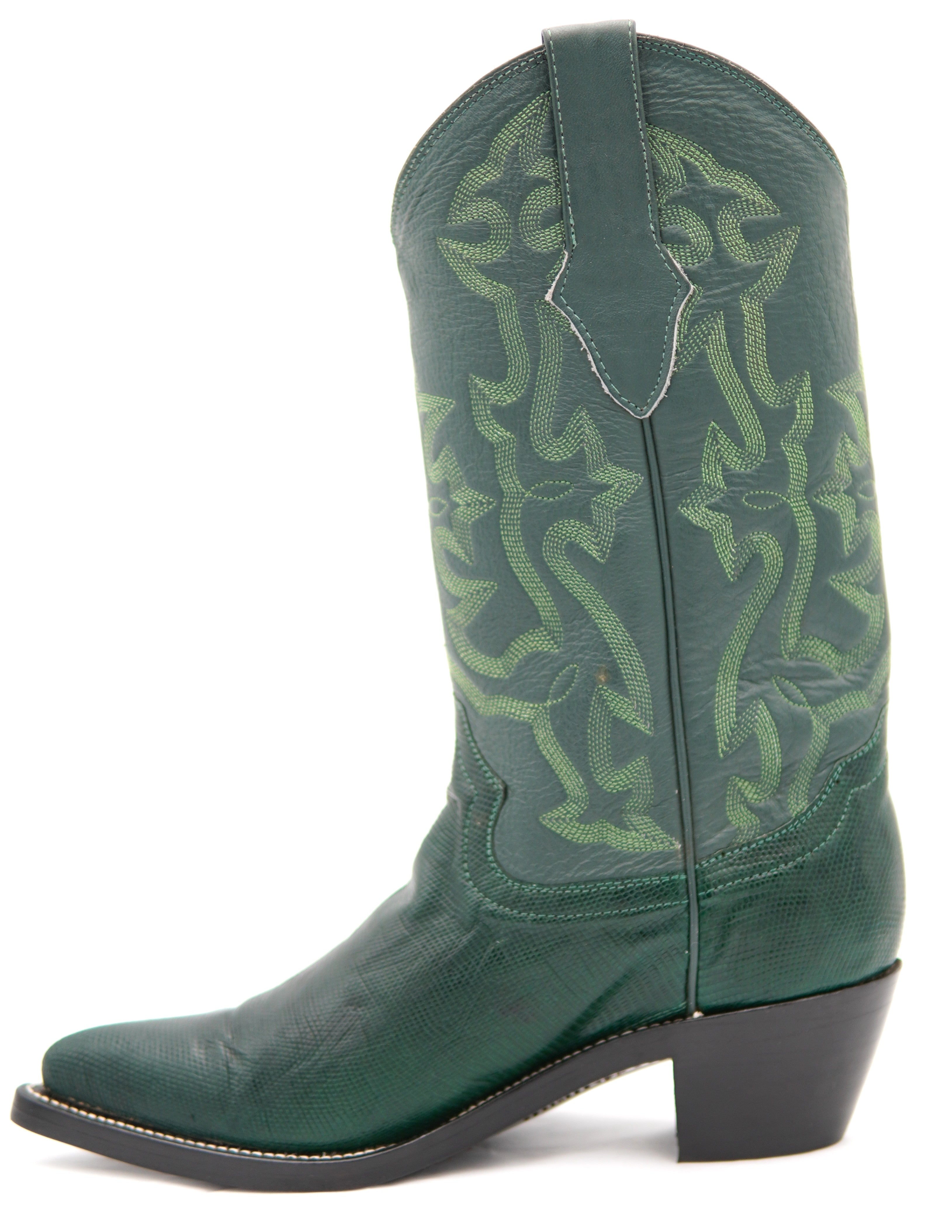 Forest Green Lizard Western Boots USA- 8 Women