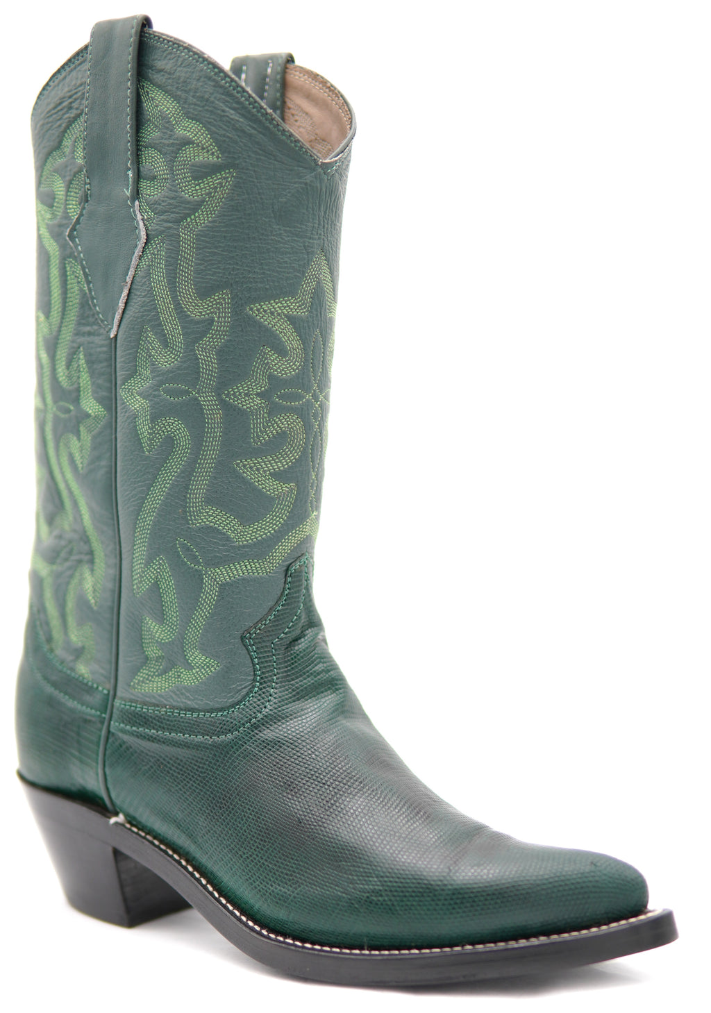 Forest Green Lizard Western Boots USA- 8 Women