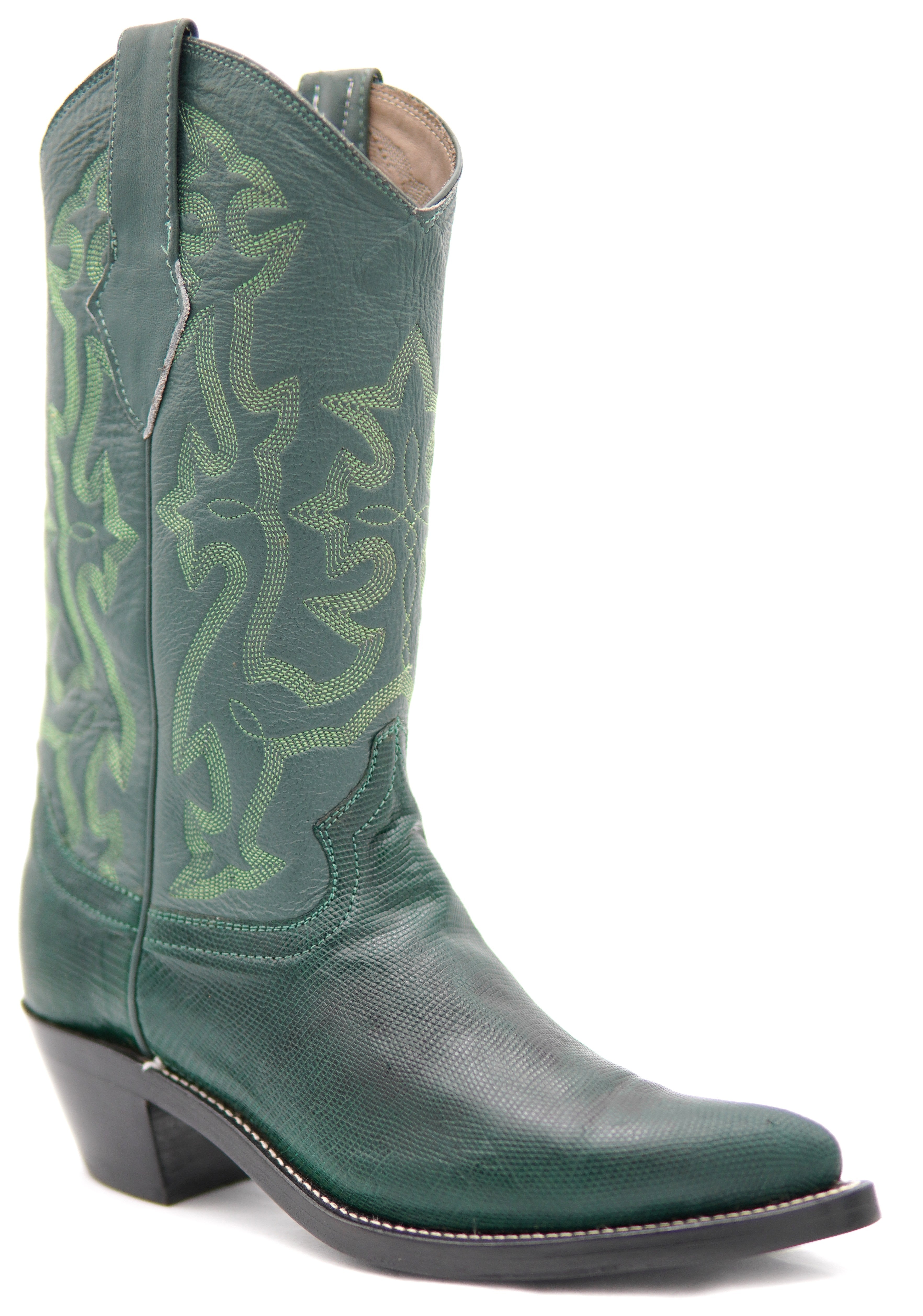 Forest Green Lizard Western Boots USA- 8 Women