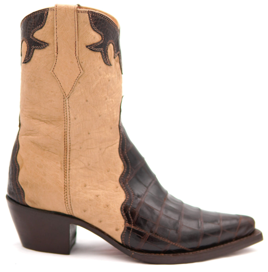 Oryx Ostrich & Dark Brown Alligator Botin