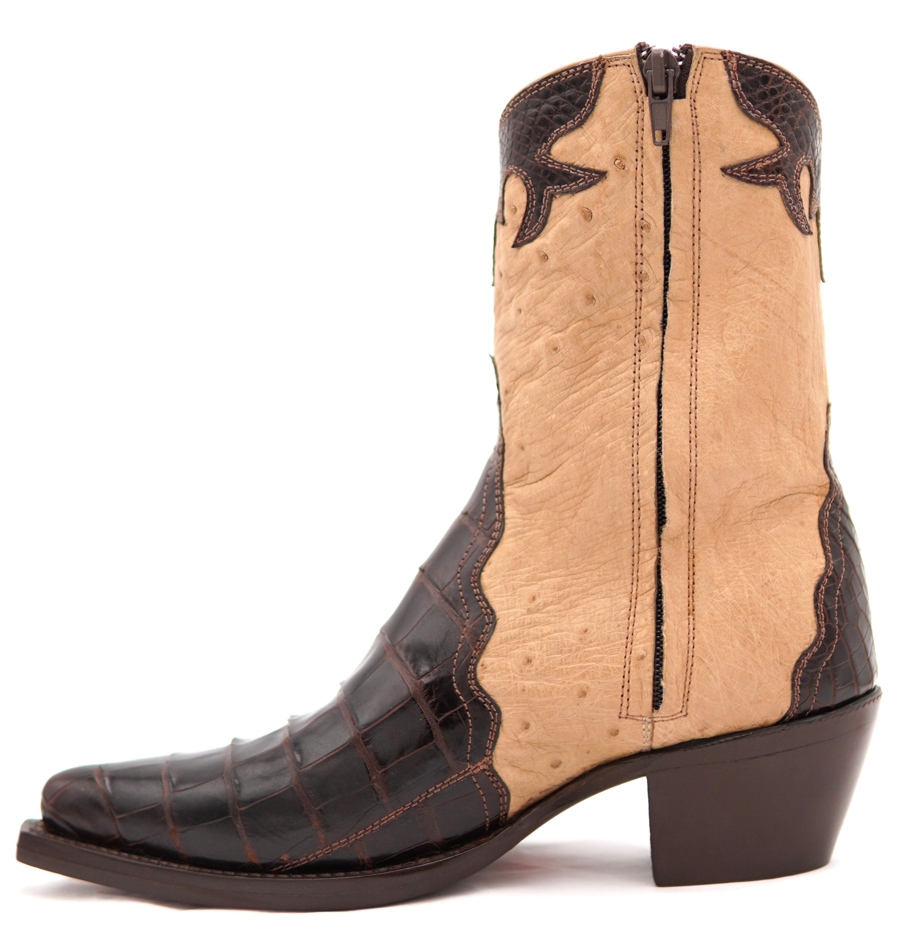 Oryx Ostrich & Dark Brown Alligator Botin