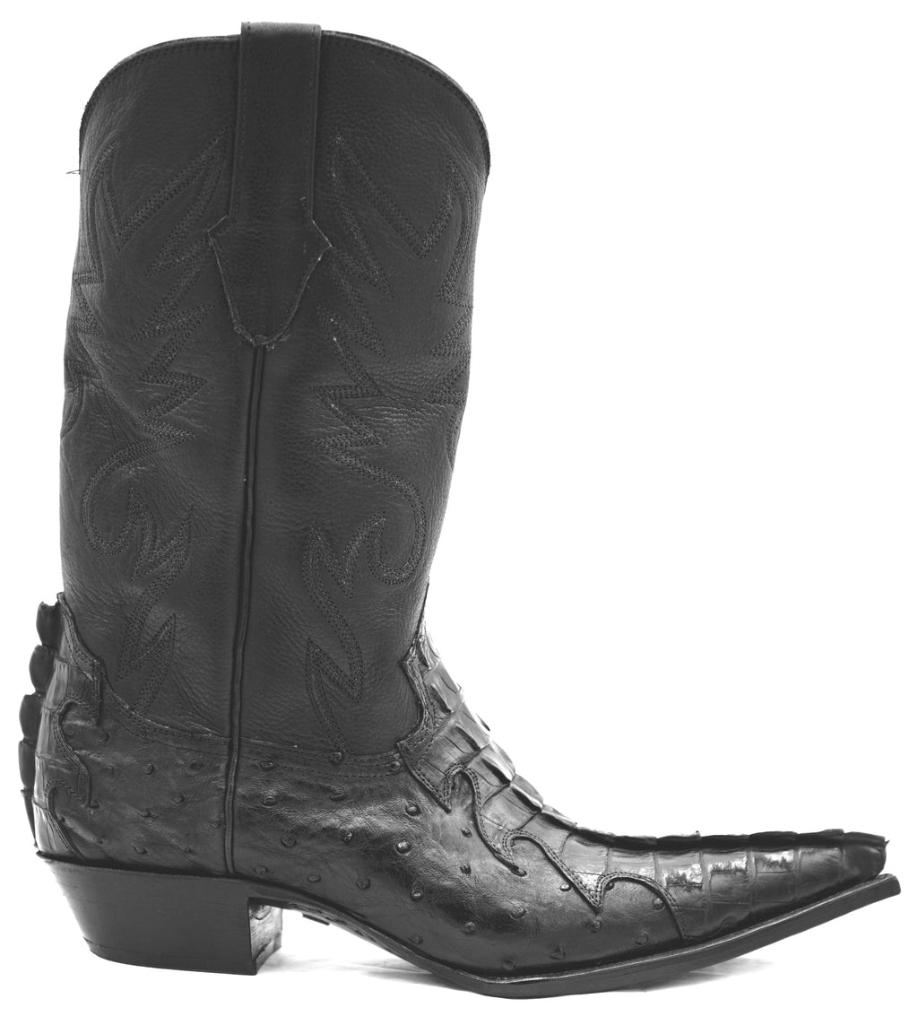 Ostrich & Caiman Tail Western Boot Pointed Toe