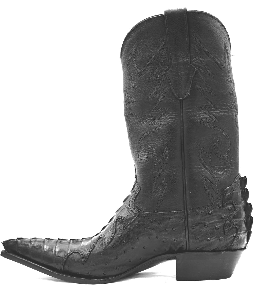 Ostrich & Caiman Tail Western Boot Pointed Toe