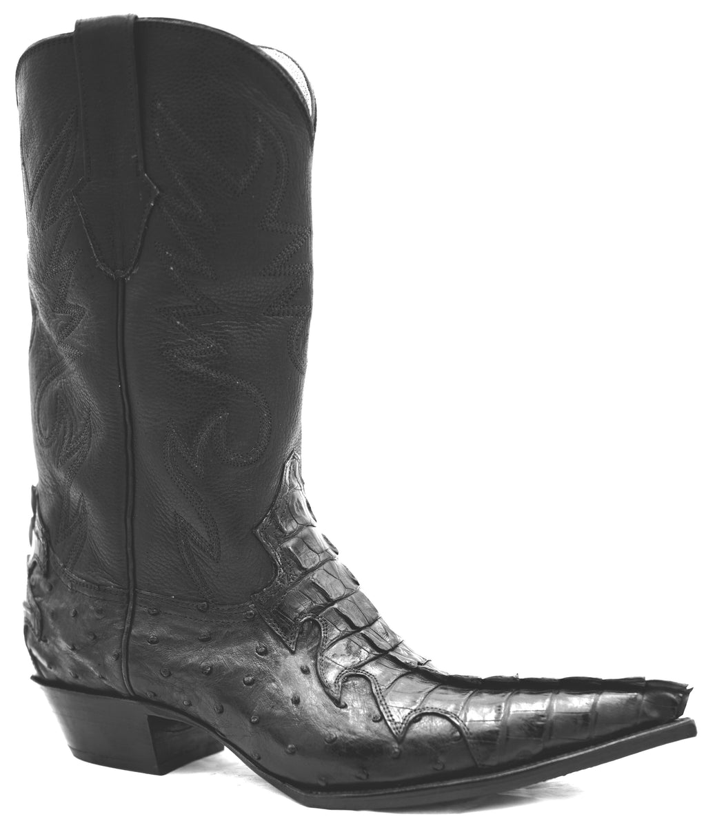 Ostrich & Caiman Tail Western Boot Pointed Toe