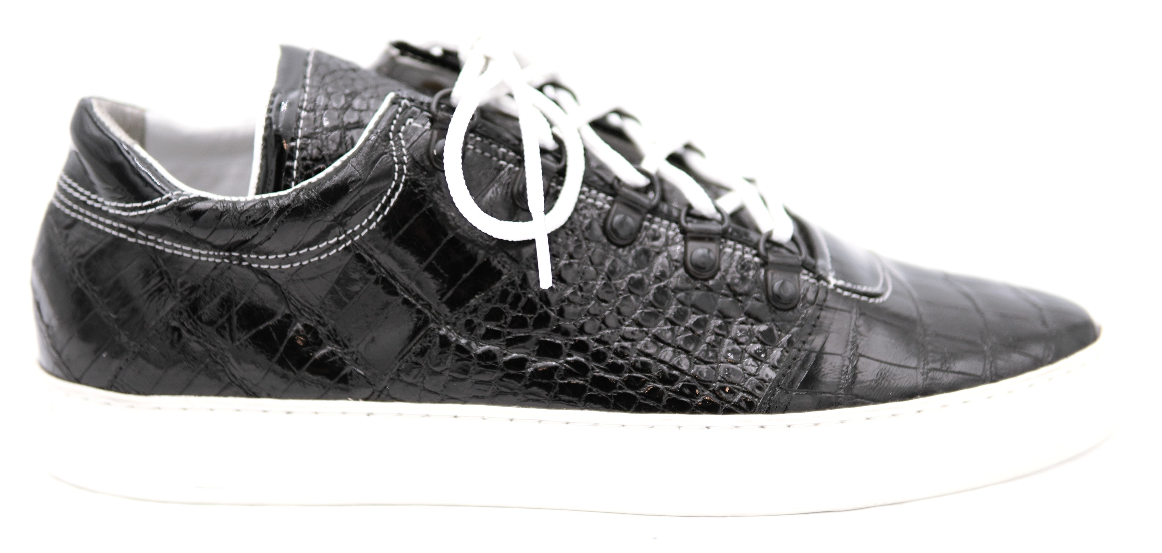 Glossy Alligator Belly Sneakers