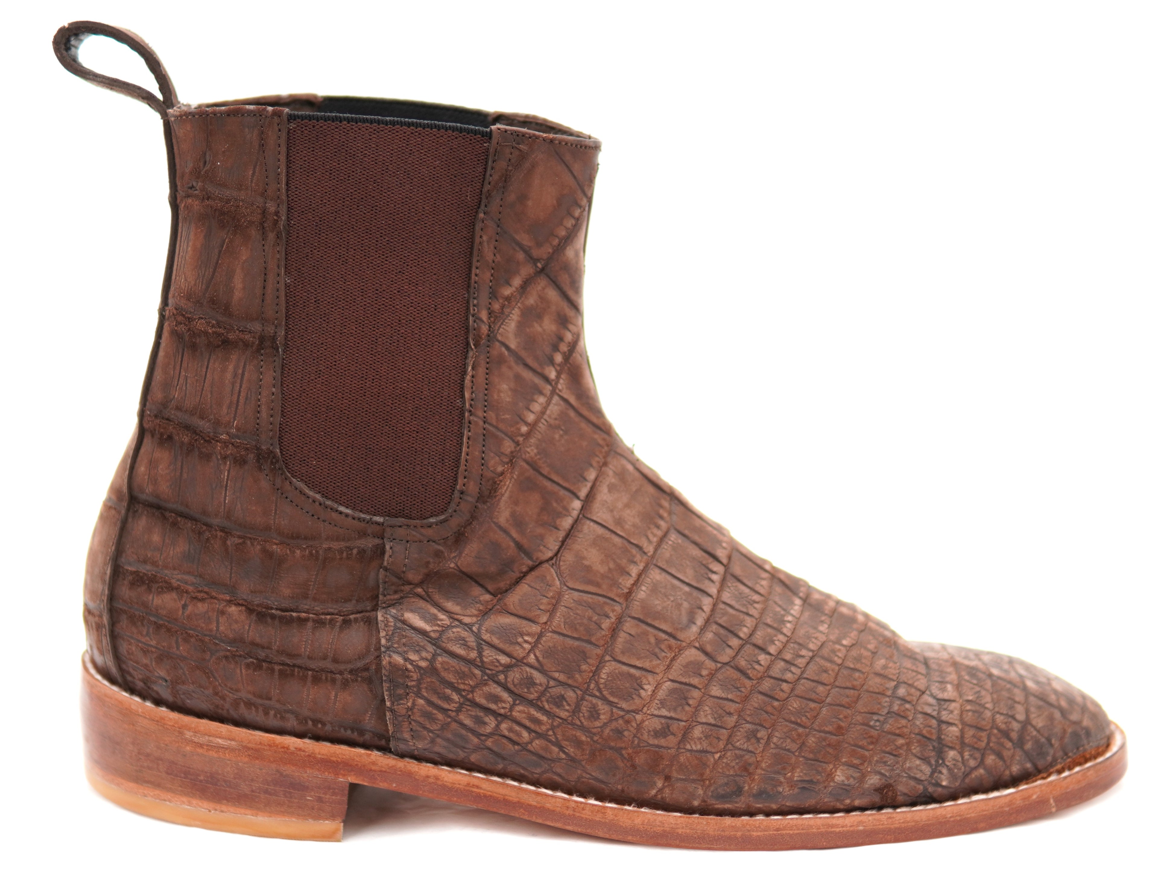 Genuine Suede Alligator Chelsea Boots