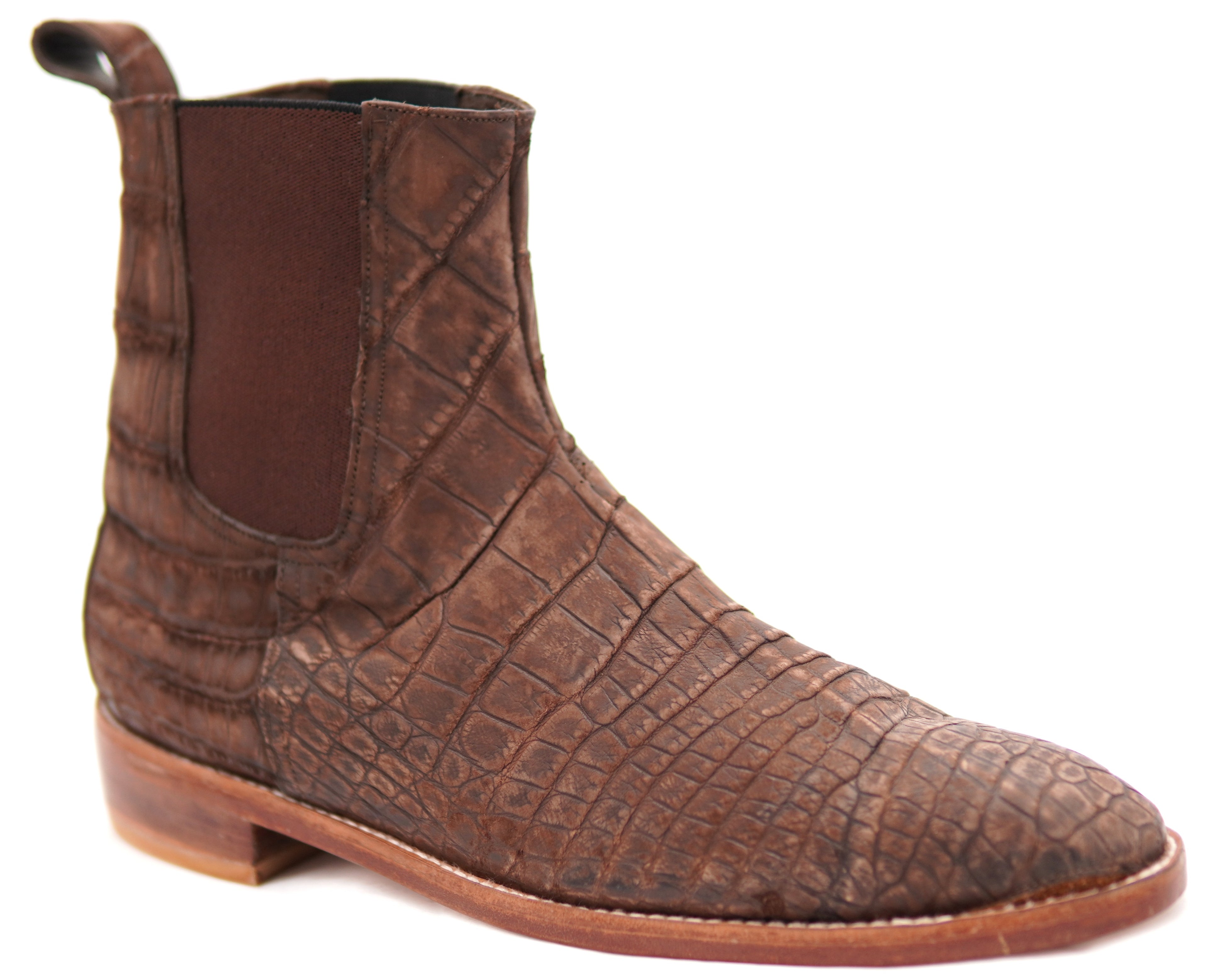Genuine Suede Alligator Chelsea Boots